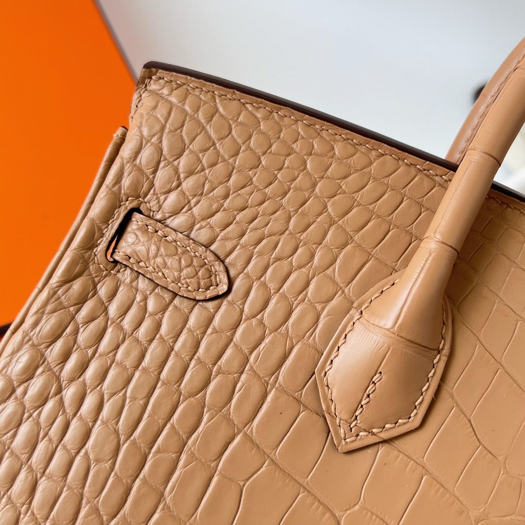 에르메스 버킨백25 골드브라운 금장 악어가죽